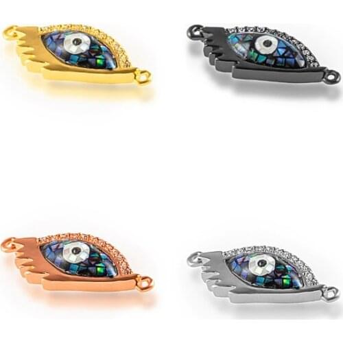 10*24mm Turkey Evil Eye crystal micro pave cz zircon cubic zirconia beads copper silver gold plated bracelet accessories gh5