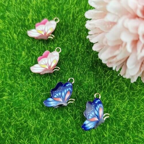 10pcs Butterfly Alloy Enamel Charms Pendant Fit DIY Jewelry Accessory Colorful Small Insect Charms Earring Bracelet Finding Gift