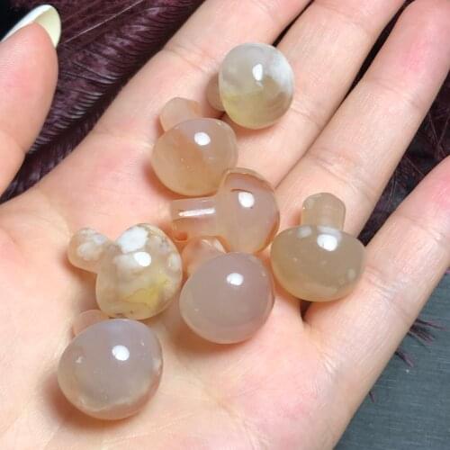 10pcs Mini Cherry Blossom Agate Mushroom Quartz Crystal Hand Polished Healing Natural Quartz Crystals