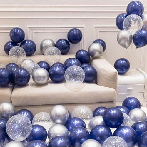 20pcs 12inch Luminous Blue Latex Balloons Metallic Chrome Ballon Transparent Baloon Wedding Decorations Birthday Party Globos