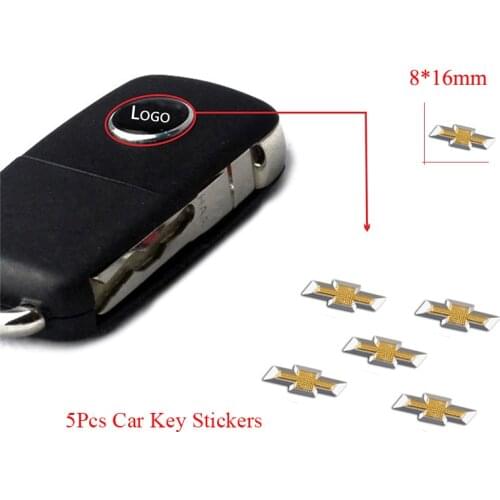 5Pcs 14mm 16x8mm Car Remote Key Badge Stickers Decoration Accessories For Chevrolet Trax Malibu Cruze Impala Captiva Tahoe Sonic