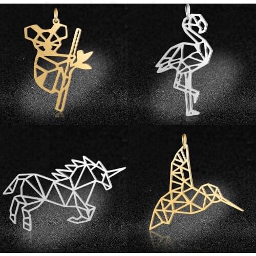 5pcs/lot Unique fashion large size koala diy stainless steel connector charm wholesale wild animal flamingo necklace pendant