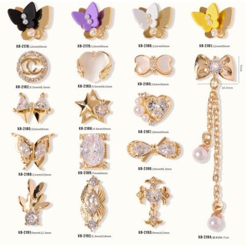 5PCS, 3d Nail Art Delicate Zircon Jewelry Crystal Rhinestones With Gold Alloy For Nail Tips Decorations