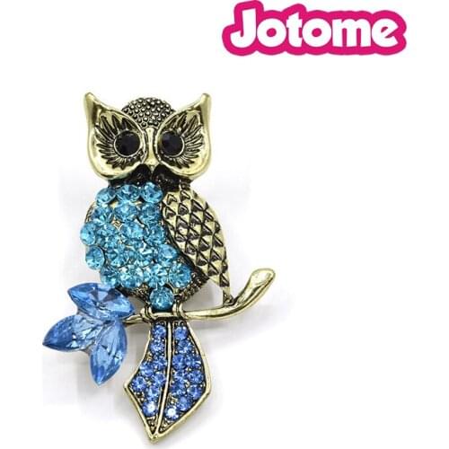 50mm Blue Owl Crystal Rhinestone Brooch Wedding Accessories Jewelry Brooch Bouquet DIY Crafts Animal Brooch