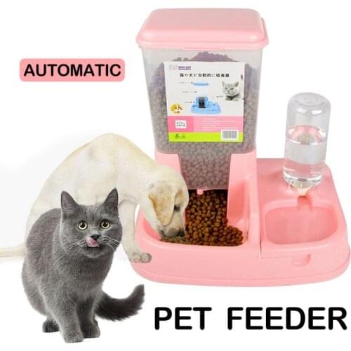 Pets Dogs Cats Automatic Feeding Drinking Fountains Feeder Waterer Set Creative Practical Useful Plastic For Home Pet Supplies
