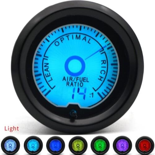 2" 52mm Air Fuel Ratio Gauge 7 Color Racing Gauge LCD Digital Display Car Meter Multiple Colors