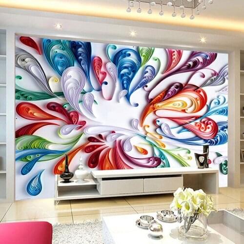 Large Colorful 3d Wall Papel mural 3d Wallpaper Murals for living room 3d wall photo mural Water drop Abstract Murals