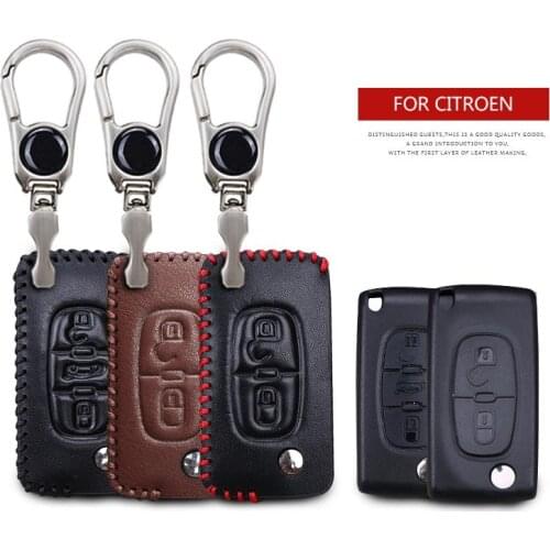 Real Leather Car Key Case Cover for Citroen C3 C4 Picasso Ds3 C8 C6 C1 C2 C5 X7 Aircross Ds5 Berlingo Key Ring Chain Accessories