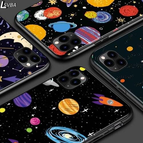 Space Planet Stars For iPhone 12 Pro Max Mini 11 Pro XS Max X XR 6S 6 7 8 Plus 5S Bright Black Phone Case