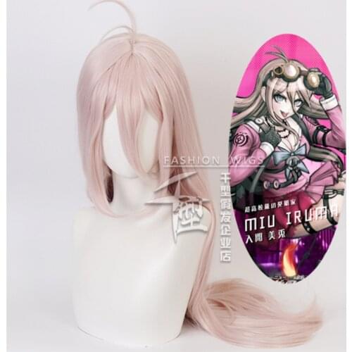 100cm Danganronpa: Trigger Happy Havoc Cosplay Miu Iruma Role Playing Wigs Halloween Cosplay Cute Pink Color Long Wig