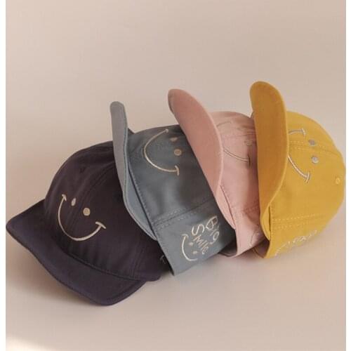 Baby Boys Girls Hats Kids Baseball Cap Cartoon Smile Letter Embroidered Children Snapback Sun Hat Hip-Hop Toddler Caps