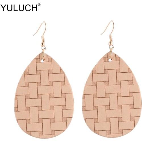YULUCH Ethnic Water Drop Earrings For Women Party 2019 New Design African Women Wooden Printed Sculpture Bamboo Pendant Earrings
