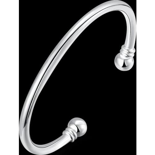 Hot fine 925 Sterling Silver Simple elegant bangles for Women Fashion Bracelets Wedding Party Christmas Gifts charm Jewelry