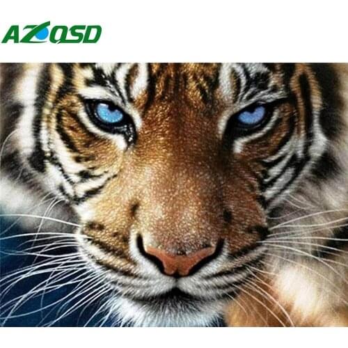 AZQSD Paint By Number Tiger Animal Drawing On Canvas Oil Painting By Number For Adults Children Handpainted Unique Gifts