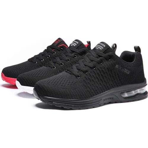 Mens Casual Sneakers Mesh Air Cushion Sneakers Lightweight Lace-up Casual Shoes Flat Non-slip Sports Shoes Running Shoes Tennis