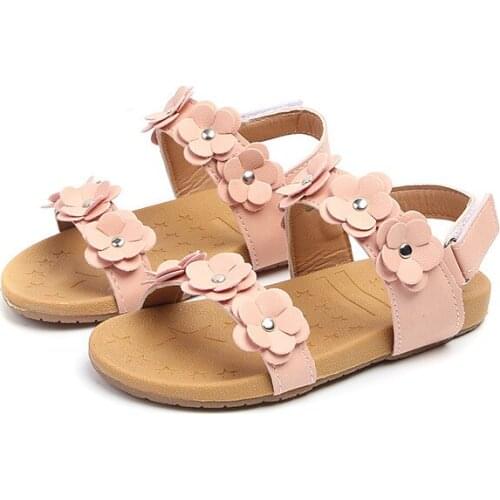 2021 Little Flowers Summer ChildrenS Sandals Toddler Kids Shoes Girls Princess Sandals Fashion Little Baby Shoes 21-30 Years