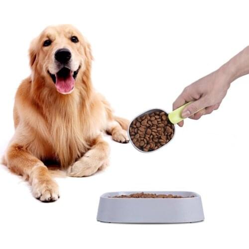 Pet Cat Dog Food Shovel Mutli-function Feeding Scoop Spoon with Sealing Bag Clip Creative Measuring Cup