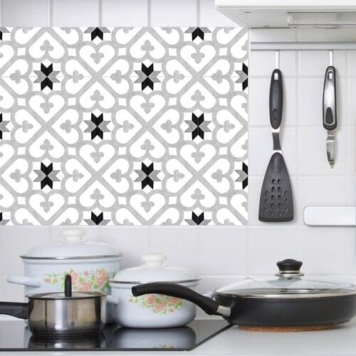 Morocco Wall Sticker Black White Mosaic PVC Tile Sticker Waterproof Backspalsh DIY Stickers for Kitchen Bathroom Wall Decals