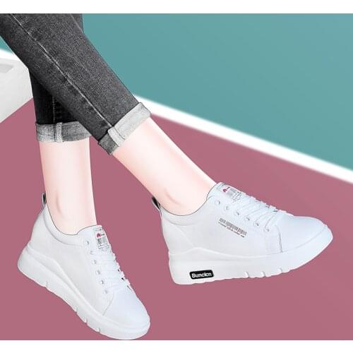 Fashion shoes womens shoes Slip-On 2021 new spring autumn all-match flat shoes casual shoes Internal increase platform Lace-up
