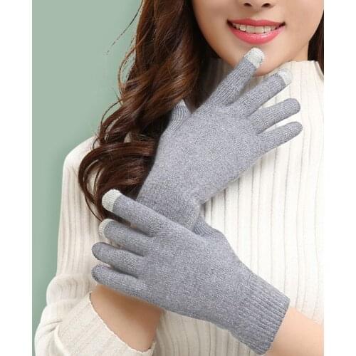 Fashion Women Winter Full Fingered Touch Screen Gloves Knit Thicken Thermal Warm Mittens