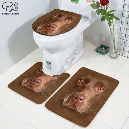 Cartoon funny Dog pattern 3D printed Bathroom Pedestal Rug Lid Toilet Cover Bath Mat Set drop shipping style-3