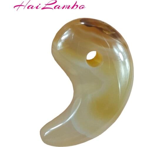 HaiLambo Natural Agates Stone Hand Carved Magatama Beads Comma Pendant Classic Amulet Jewelry Bead Pendant for Family Gift GY03