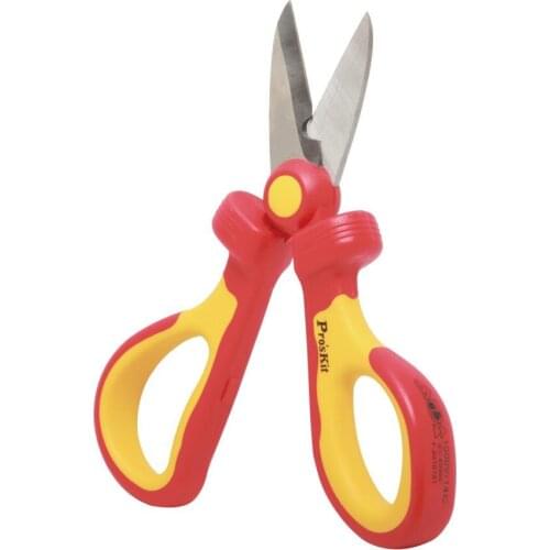 Proskit VDE electricians scissors, 1000V withstand voltage with stripping hole, two-color non-slip, insulated electrician tools