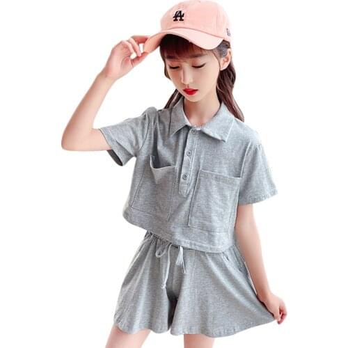 Clothes For Girls Solid Tshirt + Skirt Teenage Girls Clothing Summer Girls Clothing Sets Casual Style Costumes For Children