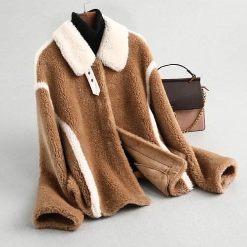 Real Fur Coat Female Sheep Shearling Fur Korean Jackets 2020 Autumn Winter Jacket Women Outwear Chaqueta Mujer MY3502
