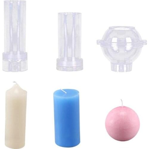 Plastic Candle Molds for Candle Making Set of 3 - Including Pillar Mold, Cylinder Mold and Sphere Mold - Make Your Own