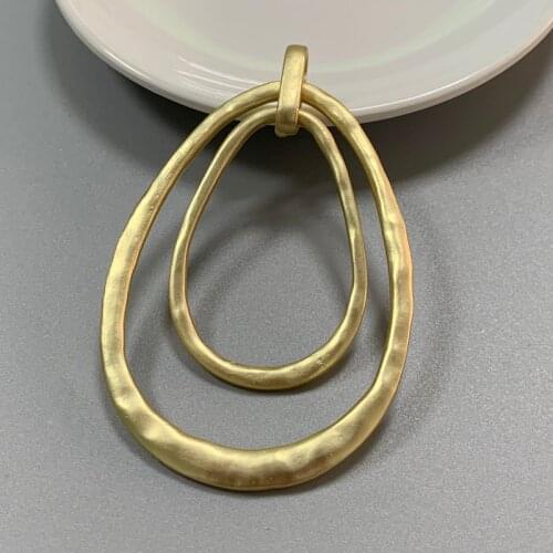 1 Piece Matt Gold Large Hammered 2 Circles Charms Pendants for Necklace Jewellery Making Accessories 80x52mm