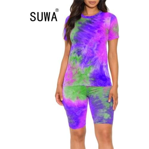 Casual Loose T-shirt & Shorts Sets Womens Two Piece Set Including Printing Home Sports Fashion Leisure Suit 2 Piece Set Women