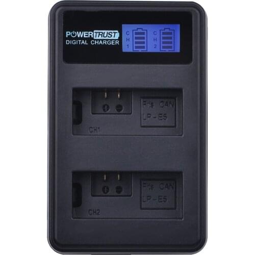 Powertrust LP-E5 LPE5 LP E5 LCD Dual USB Battery Charger for Canon EOS 450D 500D 1000D Kiss X3 Kiss F Rebel Xsi