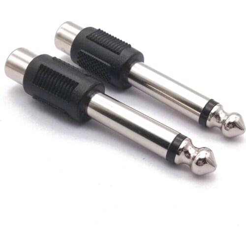 RCA/AV Female Jack to 6.35mm 1/4 Inch Male Plug Mono Audio Adapters RCA Plug Jack Connector for DIY FM Microphone