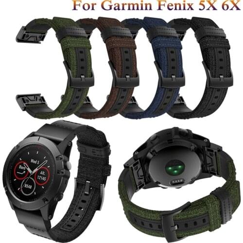 For Garmin fenix 6X 26mm Canvas Quick Release Strap for Garmin Fenix ​​3 fashion Watch Wristbands Bracelet Replacement Accessory