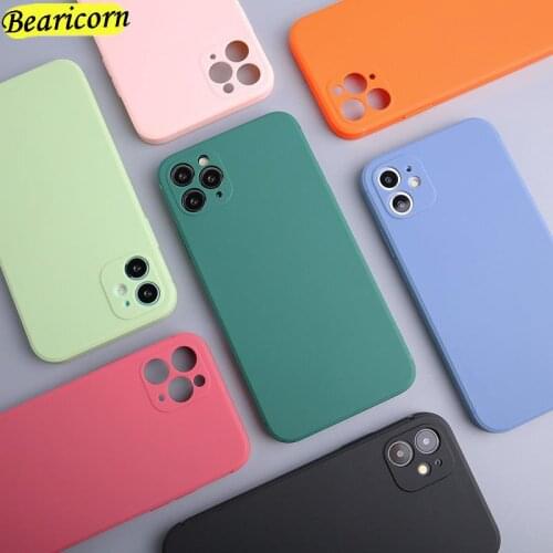 Luxury Original Square Matte Silicone Phone Case For iPhone 12 11 Pro Max Mini XS X XR 6s 7 8 Plus SE Thin Soft Cover Candy Case