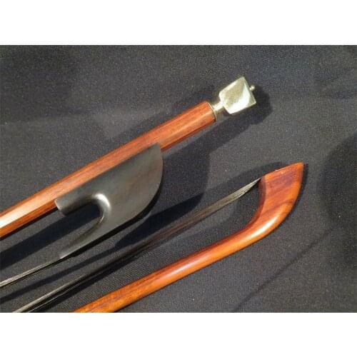 Strong baroque letterwood 3/4 bass bow,BRASS SCREWS ,black Horsehair #10243