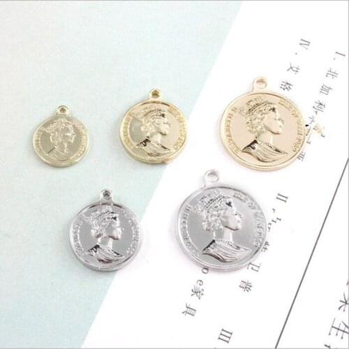 10pcs/lot Gold Coin Alloy Charms Connectors for Earring Pendant Earring Accessories diy Handmade jewelry making