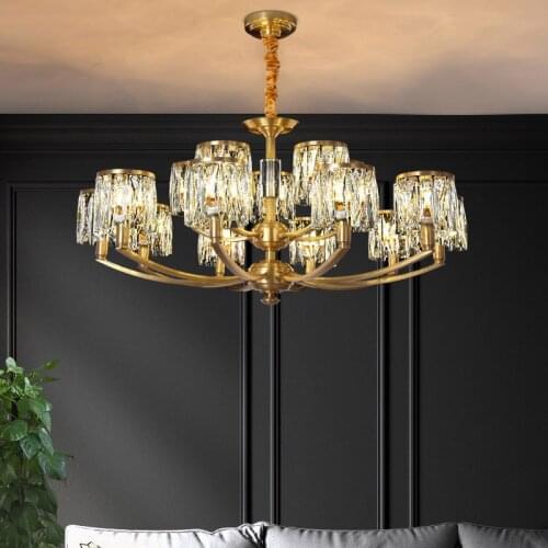 Modern American copper crystal chandelier lighting restaurant luxury golden living room light luxury art chandelier