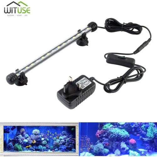 White Blue Aquarium Fish Tank 19cm 28cm 38cm 48cm LED Light Bar Submersible Waterproof Clip Lamp Decor EU plug US plug UK plug