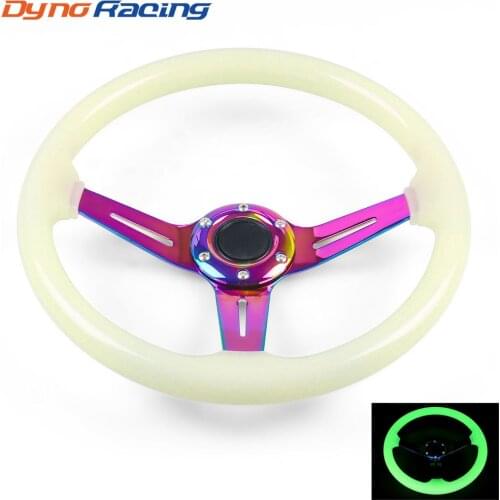 350MM 14inch Luminous Steering Wheel & Horn Button 6 Holes Neo Chrome Acrylic Steering Wheel Depth 71MM BX102088