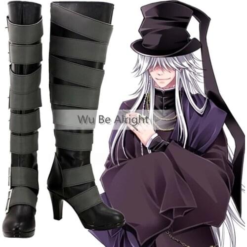 Black Butler Kuroshitsuji Undertaker High Boots Anime Cosplay Halloween Carnival Party Accessories Shoes Custom Made Any Size