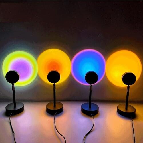 Sunset Projection Photography Lighting Rainbow Sunset Red Sun Projection Night Light USB for Birthday party bar evening party