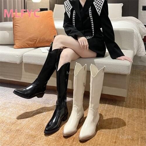 Long boots women boots 2021 autumn and winter retro high-heeled net red high boots pointed toe boots western cowboy boots