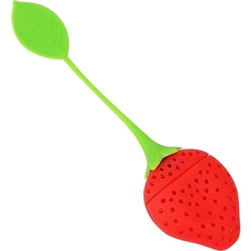 1Pcs Reusable Silicone Tea Strainer Strawberry Shaped Tea Leaf Strainer Bag Holder Tea Coffee Punch Herbal Spice Infuser Filter