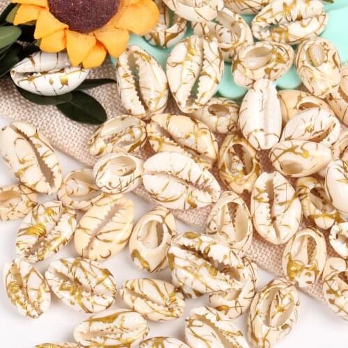 10 Pcs Natural Gold Cord Beach Shell Beads For Jewelry Making 10-20mm Oval Shape Beads Diy Charm Necklace Bracelet Accessory