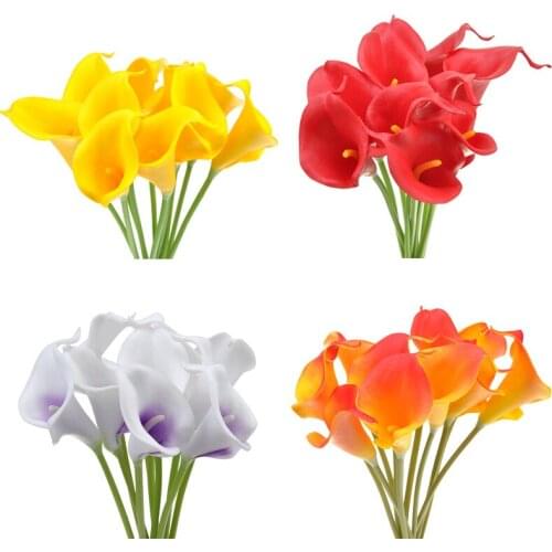 10pcs Artificial Calla Lily Flowers Bridal Wedding Bouquet Latex Real Touch Flower Bouquets for Wedding Home Decor