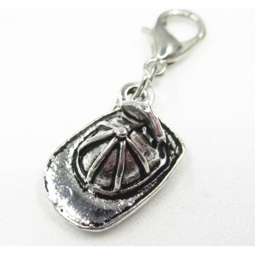 20pcs Baseball cap Hat dangle charms sports lobster clasp charms Diy bracelet/pendant hanging charms jewelry accessory