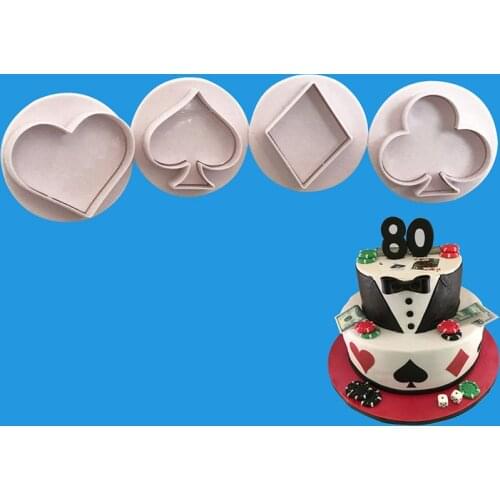 4 Pcs/set Poker Cookie Mold Stainless Steel Playing Cards Cake Fondant Mold Spade Heart Club Diamond Biscuit Cutter