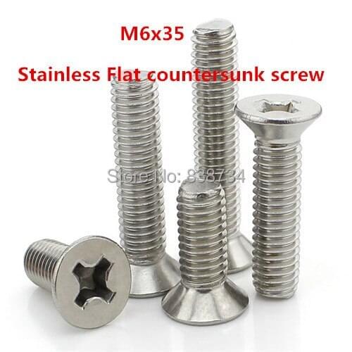 50PCS m6*35 304stainless steel flat philip countersunk head machine screw